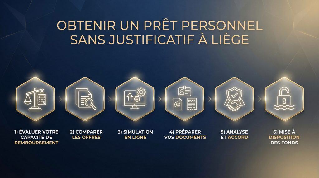 6 étapes pour obtenir un prêt personnel sans justificatif Liège (infographie)