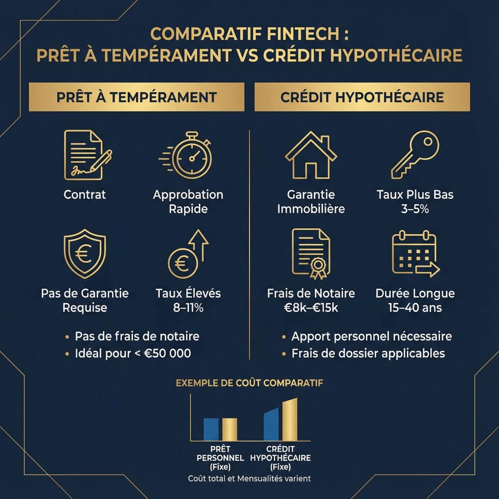 Comparaison entre un prêt à tempérament et un crédit hypothécaire